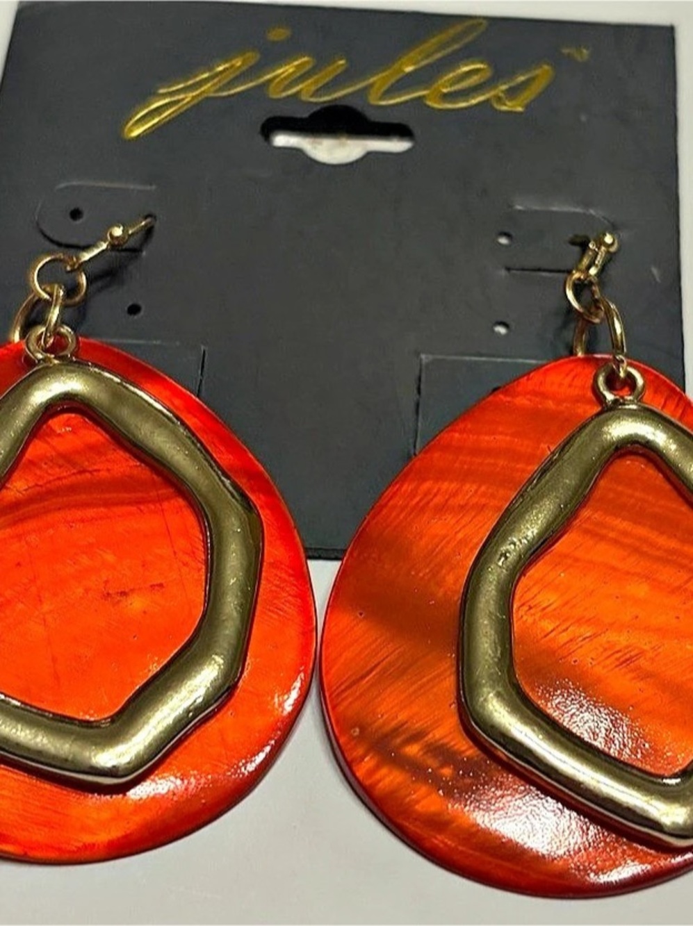 jules Orange Geometric Drop Earrings NWT